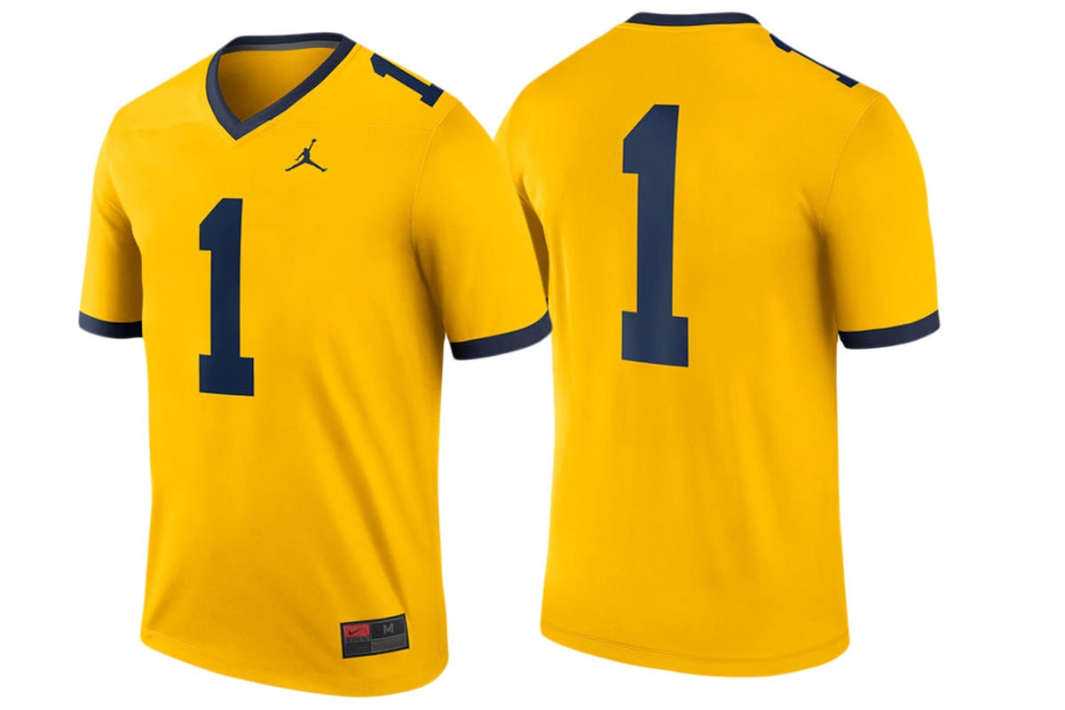 Michigan Wolverines Men's NCAA #1 Maize Game Performance College Football Jersey NNF8349PM
